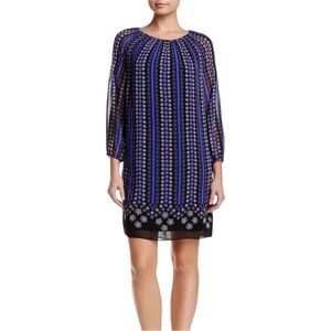 Max Studio Georgette 3/4 Length Sleeve Mini Shift Dress Size Small